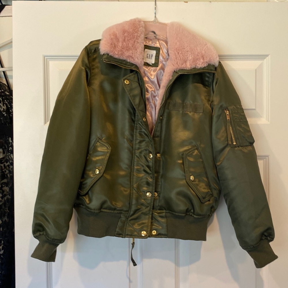 Almost new Gap green and light pink bomber jacket